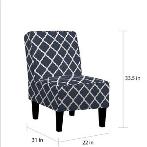 2 brand new Navy Blue Trellis Print Armless Chairs